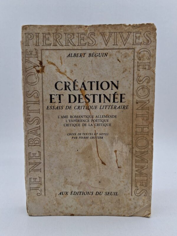Cet ouvrage rassemble des réflexions majeures d'Albert Béguin sur l'âme romantique allemande et l'expérience poétique. Il explore le lien profond entre l'acte de création artistique et le destin spirituel de l'écrivain. L'auteur y propose une "critique de la critique", cherchant la vérité humaine derrière les textes littéraires. C'est un classique de la pensée humaniste qui analyse comment la poésie devient une voie de connaissance de soi et du monde
