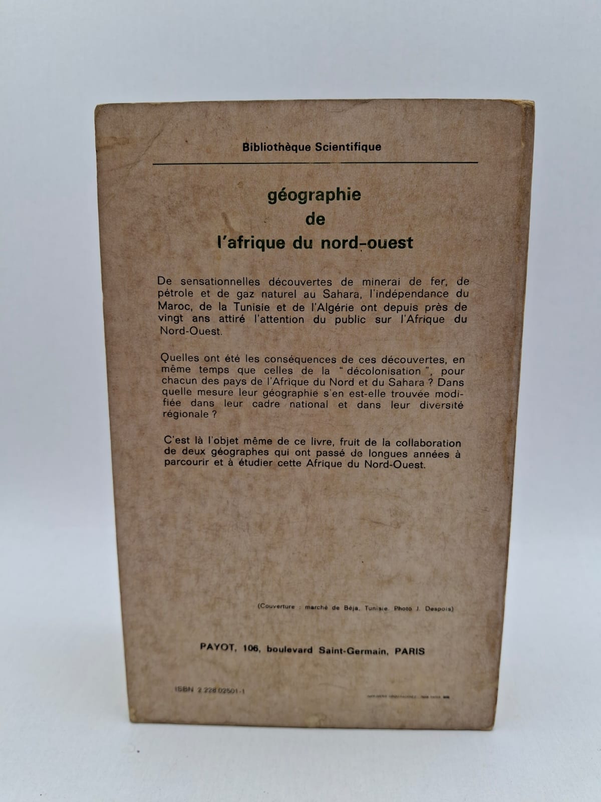 Géographie de l’Afrique du Nord-Ouest Raymond Raynal Jean Despois Les auteurs décrivent les paysages, le climat et les ressources naturelles du Maghreb. L’ouvrage analyse également la population, les activités économiques et les villes de la région. Il explique les relations entre l’environnement naturel et les modes de vie des habitants. Ce livre constitue une référence importante pour comprendre la géographie humaine et physique du Maghreb.