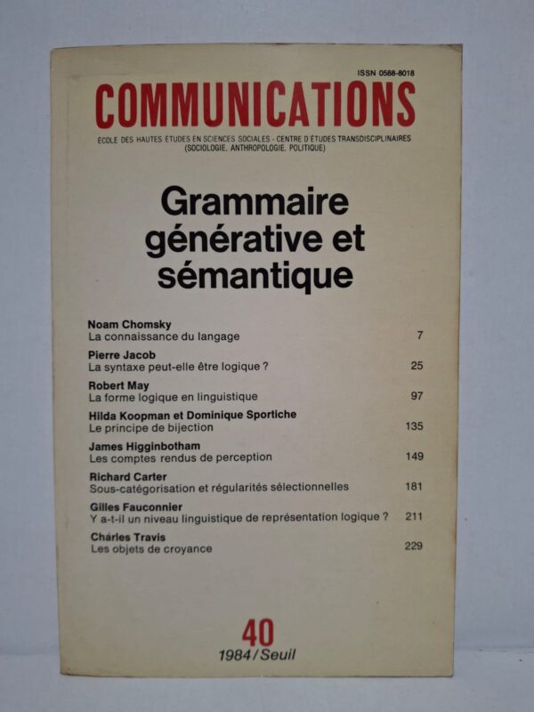 Communications, numéro 40 : Grammaire générative et sémantique