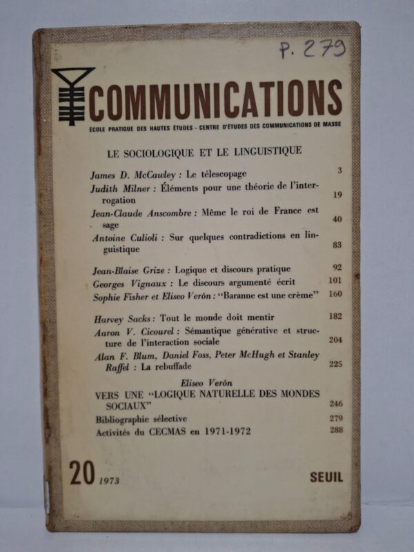 Communications, N° 20 : Le sociologique et le linguistique - Collectif (École Pratique des Hautes Études)