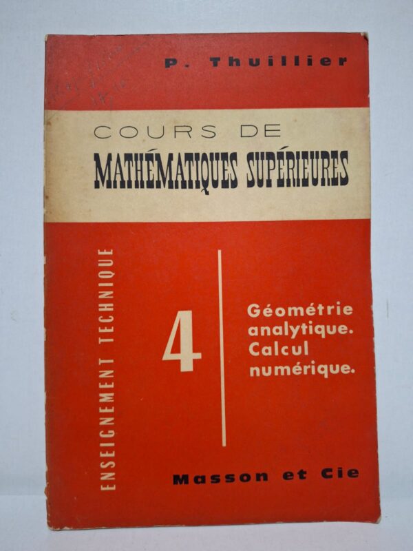 Cet ouvrage présente les notions fondamentales de la géométrie analytique ainsi que les principales techniques de calcul numérique utilisées en mathématiques appliquées. Les concepts sont expliqués de manière progressive et illustrés par des exemples favorisant leur compréhension. Destiné aux étudiants de l'enseignement technique et scientifique, il offre une base solide pour les études supérieures. Ce manuel constitue un support précieux pour les cours, les exercices et la préparation aux examens.