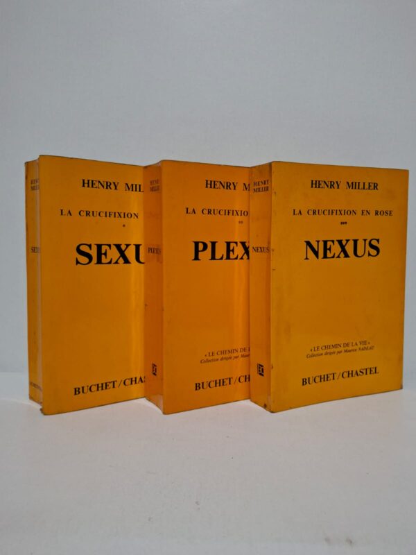 La Crucifixion en rose réunit les romans Sexus, Plexus et Nexus, qui racontent les années de formation d'Henry Miller à New York. À travers ses expériences amoureuses, ses difficultés matérielles et son aspiration à devenir écrivain, l'auteur livre un récit profondément autobiographique. Son style libre et novateur mêle réflexion philosophique, sensualité et critique de la société. Cette trilogie est considérée comme l'une des œuvres majeures de la littérature américaine du XXᵉ siècle.