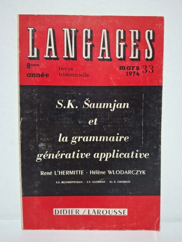 Ce numéro présente les principes de la grammaire générative applicative développée par le linguiste S.K. Šaumjan. Il rassemble plusieurs études analysant les fondements théoriques et les applications de cette approche en linguistique. Les auteurs examinent les structures syntaxiques et les modèles de description des langues naturelles. Cette revue constitue une référence pour les chercheurs et étudiants intéressés par la linguistique théorique et la grammaire générative.
