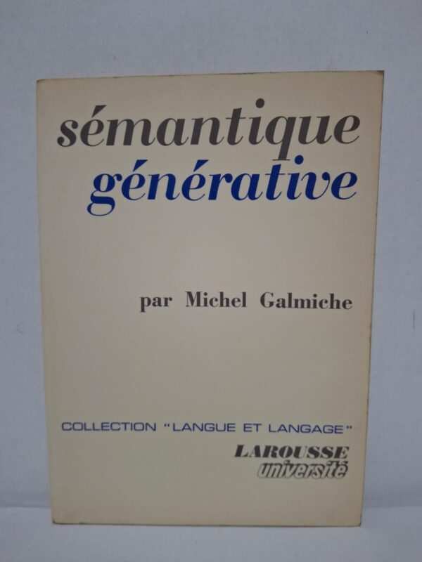 Dans cet ouvrage, Michel Galmiche expose les principes de la sémantique générative, courant qui étudie la manière dont le sens est produit à partir des structures linguistiques. Il présente les concepts essentiels de cette approche et leurs liens avec la grammaire générative. L'auteur analyse les relations entre syntaxe, sémantique et interprétation des énoncés à travers des exemples concrets. Ce livre constitue une ressource incontournable pour les étudiants, enseignants et chercheurs en linguistique et en sciences du langage.