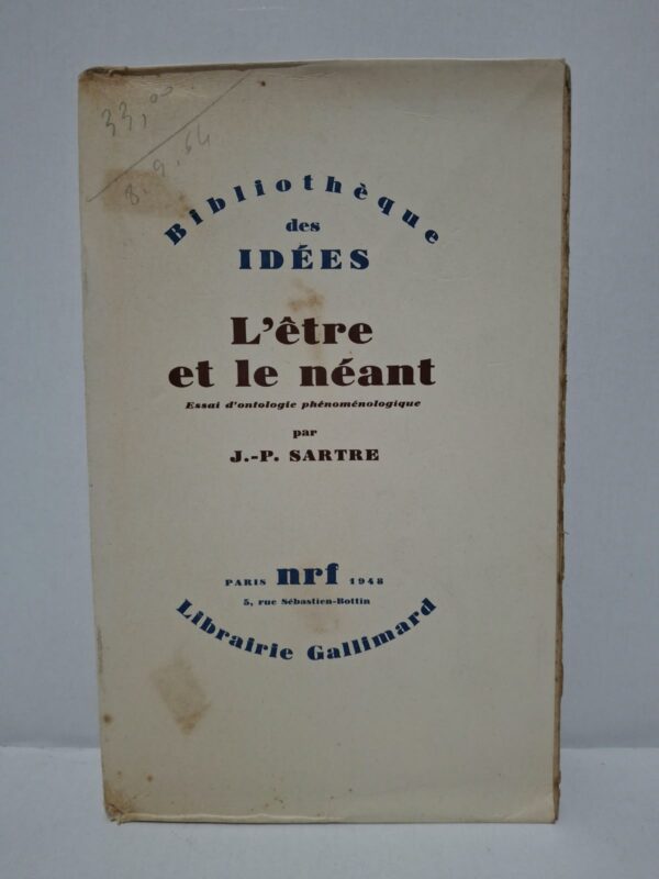 L'être et le néant : Essai d'ontologie phénoménologique - Jean-Paul Sartre
